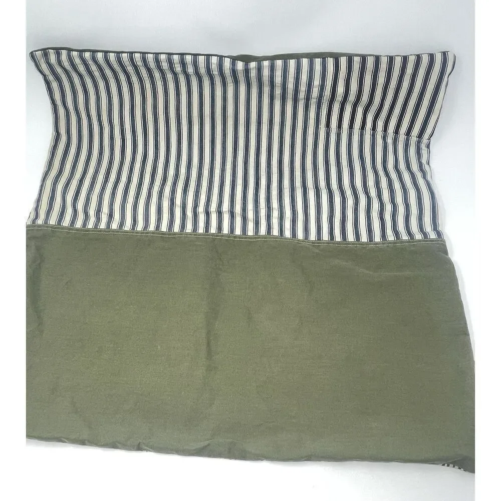 Scofield Tacoma WA Throw Accent Pillow Ticking Stripe Blue Green Red 23x23”